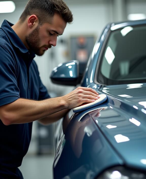 대표 디테일러가 차량을 정밀하게 폴리싱하는 모습